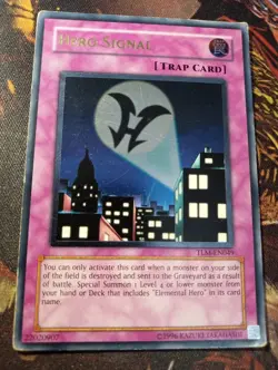 Yugioh - Hero Signal - TLM-EN049 - Ultimate Rare - Unl Ed - Heavily Played - Image 1