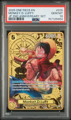 2025 One Piece EN Japanese 2nd Anniversary Monkey D Luffy #015 PSA 10 GEM MINT - Image 1