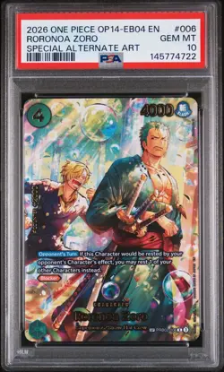 2026 One Piece Roronoa Zoro OP14-EB04 Special Alt Art #006 PSA 10 GEM MINT - Image 1