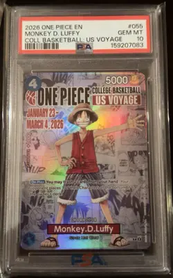 2026 One Piece EN College Basketball US Voyage #055 Monkey D Luffy PSA 10 - Image 1