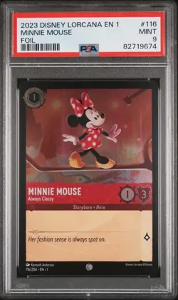 2023 Disney Lorcana Minnie Mouse, Always Classy Foil EN1 116 PSA 9 - Image 1