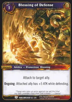 World of Warcraft TCG Blessing of Defense - Worldbreaker 63/270 - Image 1