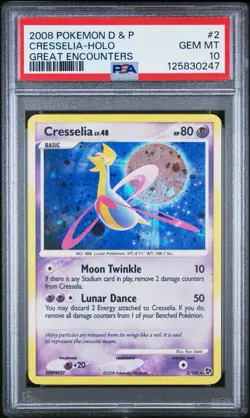 2008 Pokemon Cresselia Great Encounters Holo Rare #2 PSA 10 Gem Mint - Image 1