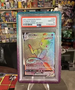 Pokemon Fusion Strike Mew Vmax 268/264 Secret Rare Rainbow Full Art Holo PSA 10 - Image 1