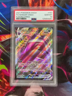2021 POKEMON SWORD & SHIELD FUSION STRIKE #157 FULL ART/GENGAR VMAX PSA 10 - Image 1