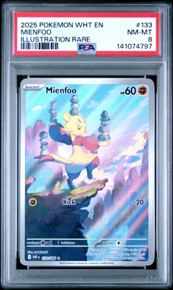 2025 POKEMON WHT EN-WHITE FLARE ILLUSTRATION RARE #133 MIENFOO PSA 8 - Image 1