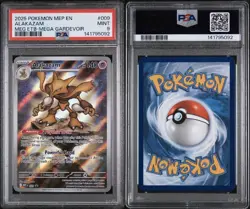2025 Pokemon TCG Mega Evolution ETB Black Star Promo Alakazam 009 PSA 9 Holo - Image 3