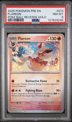 2025 Pokemon Scarlet & Violet Prismatic Evolutions Flareon Poke Ball 013/131 - Image 1