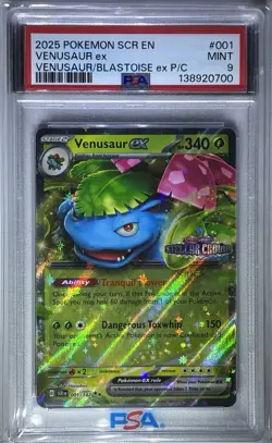 2025 Pokemon Stellar Crown (Stamped) Venusaur ex 001/142 Double Rare PSA 9 Mint - Image 4