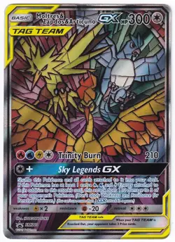 Pokemon TCG Moltres & Zapdos & Articuno GX SM210 Holo Promo Sun & Moon DMG - Image 1