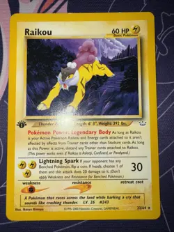 Pokemon Neo Revelation Raikou 22/64 1st Edition Rare Lightly Played Condition - Image 1