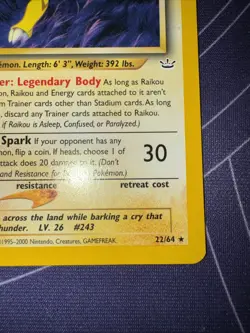 Pokemon Neo Revelation Raikou 22/64 1st Edition Rare Lightly Played Condition - Image 2