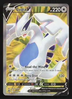 Lugia V 185/195 Silver Tempest Ultra Rare Full Art Pokemon Near Mint - Image 1