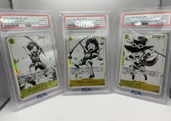 One Piece Ace Sabo Luffy ST13 Parallel Black and white Ver. Japanese PSA10 SET - Image 2