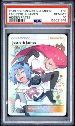 PSA 10 GEM MINT Jesse And James Full Art Trainer Card 68/68 Hidden Fates - Image 1