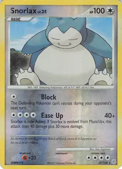 Snorlax 37/130 Rare Diamond & Pearl Pokemon Reverse Holo Heavily Played - Image 1