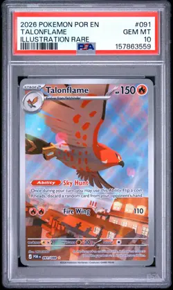 2026 POKEMON PERFECT ORDER ILLUSTRATION RARE #091 TALONFLAME PSA 10 - Image 1