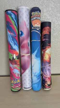 Lot 4 Pokemon TCG Gaming Play Mat UPC Charizard Mew AZ Regional 2014-15 Mega - Image 1