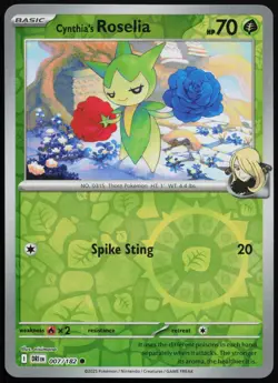 CYNTHIA'S ROSELIA 007/182 COMMON DESTINED RIVALS POKEMON REVERSE HOLO NEAR MINT - Image 1