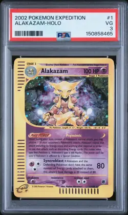 2002 Expedition Alakazam Holo Foil 1/165 WOTC E-Reader Series Pokemon PSA 3 - Image 1