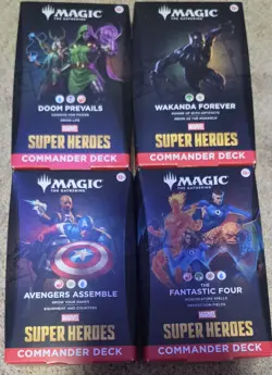 Magic MTG Marvel Super Heroes Commander Deck Case Set of 4 SEALED DECKS - Image 1