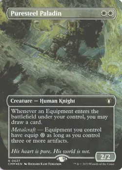 MTG Puresteel Paladin (627) *Foil* Borderless Rare Commander Masters NM - Image 1