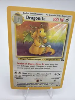 1999 Pokemon Fossil Set Dragonite 4/62 Holo Rare WOTC Vintage LP Card - Image 1
