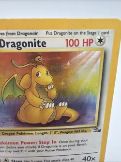 1999 Pokemon Fossil Set Dragonite 4/62 Holo Rare WOTC Vintage LP Card - Image 3
