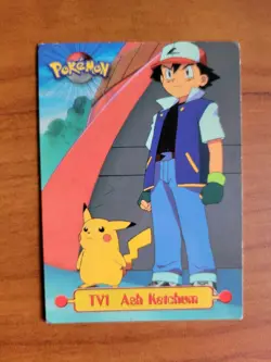 Topps Series 1 1999 TV Animation Ed ASH KETCHUM TV1 Pokemon Character Card - NM - Image 1