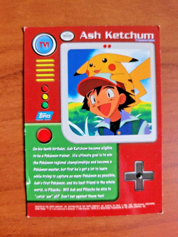 Topps Series 1 1999 TV Animation Ed ASH KETCHUM TV1 Pokemon Character Card - NM - Image 2