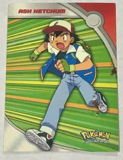 Pokemon Topps Ash Ketchum HV1 TV Animation Edition Blue Logo Card DMG Read - Image 1