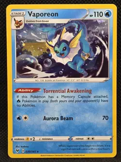 Vaporeon 030/185 Cosmos Holo Vivid Voltage Promo 2020 Pokemon Card - Image 1