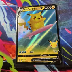 Pokemon Surfing Pikachu V Ultra Rare Full Art Holo 008/025 Celebrations TCG B - Image 2
