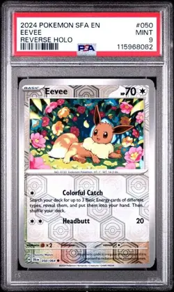 2024 Pokemon SFA EN Eevee REVERSE HOLO #050 PSA 9 Mint - Image 1