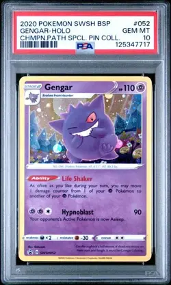 Pokemon Gengar Champion's Path Pin Coll. Promo Holo #052 PSA 10 Gem Mint - Image 1