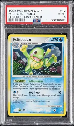 2008 POKEMON DIAMOND & PEARL LEGENDS AWAKENED #12 POLITOED-HOLO PSA 9 - Image 1