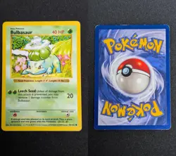 Bulbasaur 44/102 Common Base Set Shadowless Pokemon Unlimited Heavily Played - Image 1