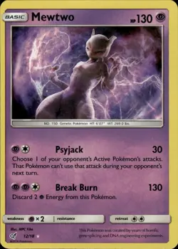 Pokemon 2019 Mewtwo Holo Rare Detective Pikachu 12/18 Holo MP - Image 1