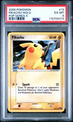 2006 POKEMON POP SERIES 4 #13 PIKACHU-HOLO PSA 6 - Image 1
