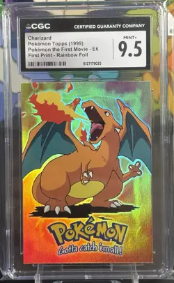 1999 Topps Pokemon The First Movie Charizard E6 Rainbow Foil CGC 9.5 *POP 2* - Image 1