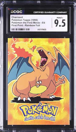 1999 Topps Pokemon The First Movie Charizard E6 Rainbow Foil CGC 9.5 *POP 2* - Image 2