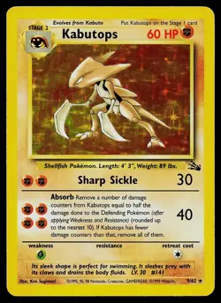 Pokemon Card - Kabutops Fossil 9/62 Holo Rare - Image 1