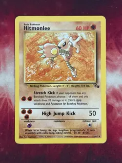 Pokemon Card Hitmonlee 1999-2000 Australian Print 3rd Red Logo Fossil 21/62 - Image 1
