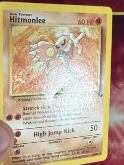 Pokemon Card Hitmonlee 1999-2000 Australian Print 3rd Red Logo Fossil 21/62 - Image 3