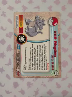 Vintage Rhydon #112 Non-Holo Blue Label Topps Series 2 Pokemon Card - Image 2