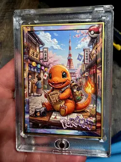 One Piece Pokemon Crossover Metal Card With Charmander Serialized 15/18 - Image 1