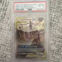 Pokemon Card | PSA 8 SM Black Star Promo Espeon & Deoxys GX Tag Team SM240 2020 - Image 1
