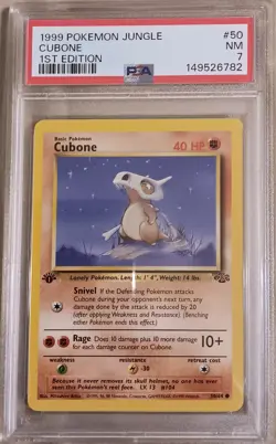 PSA 7 1st Edition Cubone 50/64 Pokemon Card Jungle Set - WotC TCG - Image 1
