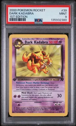 2000 POKEMON ROCKET 1ST EDITION #39 DARK KADABRA PSA 9 - Image 1