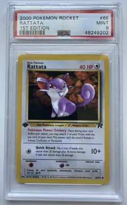2000 Pokemon Rocket Rattata 1st Edition #66 PSA 9 MINT - Image 1